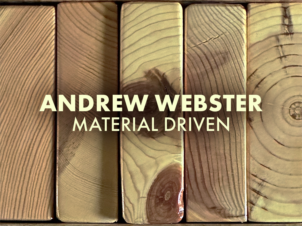 Andrew Webster Material Driven text over finished ends of lumbar in vertical stripes